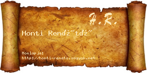 Honti Renátó névjegykártya