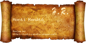 Honti Renátó névjegykártya